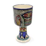 Wine Glass Ceramics Hand Painted Tabgha Mosaic