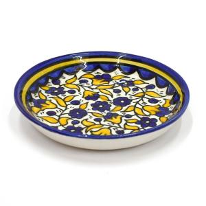 Hand Painted Yellow And Blue Flowers Bowl From Armenian Ceramics