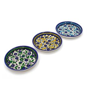 Armenian Ceramic Set Of Three Hand Painted Bowls With Flowers