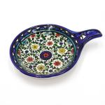 Armenian Ceramic Spoon Rest Hand Painted Colorful Flowers