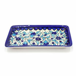 Armenian Ceramic Unique Rectangular Floral Design Dish