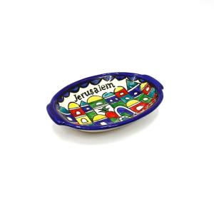 Hand Painted Oval Armenian Ceramic Dish- Jerusalem