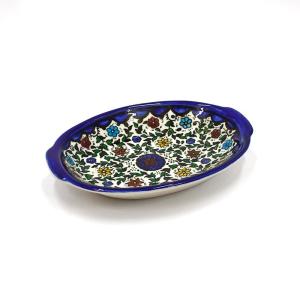 Armenian Ceramic Oval Dish With Colorful Flowers