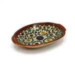 Handmade Armenian Ceramic Oval Dish – Floral Design