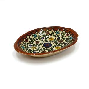Handmade Armenian Ceramic Oval Dish – Floral Design