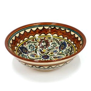 Armenian Ceramic Deep Bowl Handmade In Jerusalem- Floral Pattern