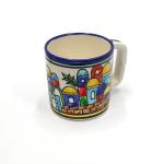 Hand Painted Armenian Ceramic Espresso cup With Jerusalem Scene