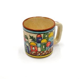 Armenian  Ceramic Espresso Cup With Jerusalem Old City