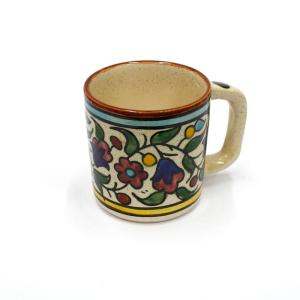 Handmade Armenian Ceramic Espresso Cup –  Floral Pattern