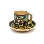 Armenian Ceramic Espresso Cup And Saucer Handmade Floral Pattern