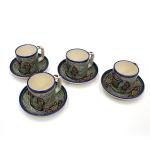 Set of 4 Hand Painted Ceramic Espresso Cups With Saucers – Tabagha Mosaic