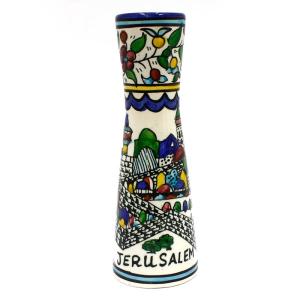 Handmade Armenian Ceramic Vase With Jerusalem Scene