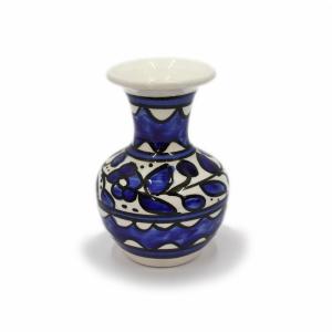 Handmade Blue Floral Pattern Armenian Ceramic Vase