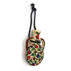 Hand Painted Ceramic Pilgrim’s Wall Flask With Colorful Old City Jerusalem