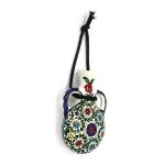 Floral Design Hand Painted Ceramic Pilgrim’s Wall Flask From Israel