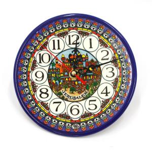 Armenian Ceramic Clock With Flowers And Jerusalem
