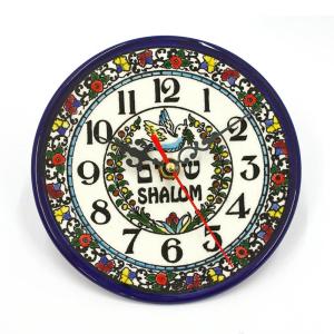 Floral Design Ceramic Clock in Armenian Style of Jerusalem
