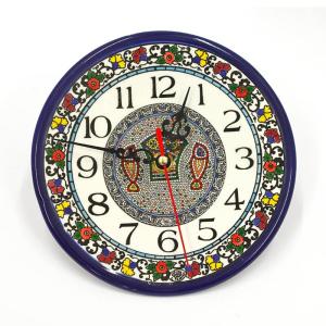 Tabgha Mosaic Armenian Ceramic Clock Handmade In Jerusalem