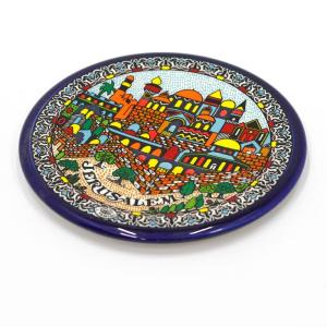 Armenian Ceramic Flat Plate Jerusalem Scene