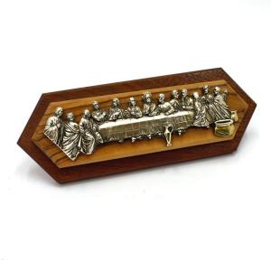 Last Supper Scene in Olive Wood and Metal