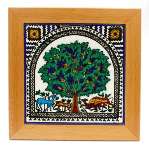 Ceramic Tile in Armenian Ceramic Style Framed – Tree of Life