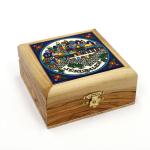 Jewels Box made of Olive Wood and Jerusalem Armenian Ceramic