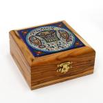 Jewels Box made of Olive Wood and Jerusalem Armenian Ceramic