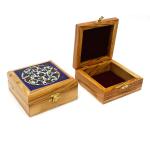 Jewels Box made of Olive Wood and Floral Armenian Ceramic