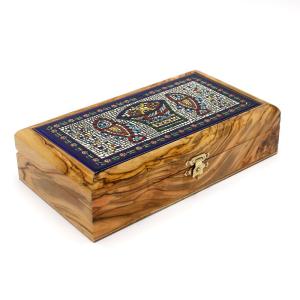 Jewels Box made of Olive Wood and Armenian Ceramic – Jerusalem