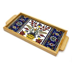 Tray Made Wood and Armenian Ceramic of Jerusalem