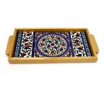 Tray Made Wood and Armenian Ceramic Floral