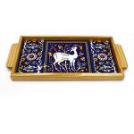 Tray Made Wood and Armenian Ceramic Garden of Paradise