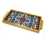 Tray Made Wood and Armenian Ceramic Floral