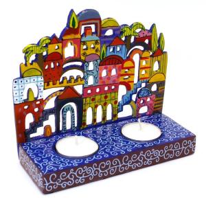 Hand Painted Jerusalem Candle Holder Laser Cut Metal