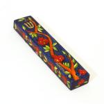 Wooden Hand Painted Pomegranate Mezuzah From Jerusalem