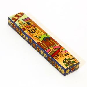 Mezuza Hand Painted Wood By Emanuel – Jerusalem