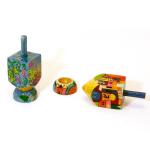 Two Dreidels Hand Painted By Emanuel