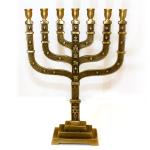 Handmade Brass Menorah With Emblems Of The Tribes