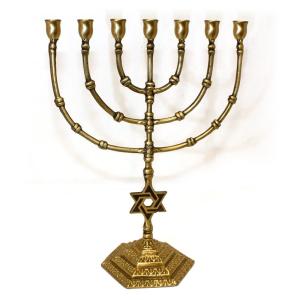 Handmade 7 Branch Menorah With Star Of David