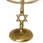 Handmade Brass Menorah Tree Style With Star Of David