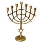 Handmade Brass Menorah Tree Style With Star Of David