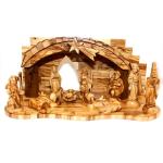 Beautiful Artistic Olive Wood Nativity With Arch Bark Of The Tree