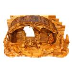 Beautiful Artistic Olive Wood Nativity With Arch Bark Of The Tree