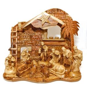 An exquisite Olive Wood Nativity And Beautiful Figure Carving