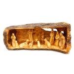 Carved Olive Tree Branch Nativity Log Carved Leaving Tree Bark