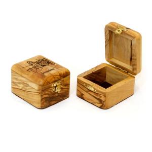 Olive Wood Handmade Jewelry Box With Jerusalem Laser Design