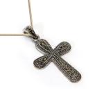Marcasite Stones Cross Pendant In Sterling Silver