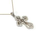 White Swarovski Crystals And Sterling Silver Cross Necklace