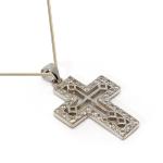 Sterling Silver Cross With White Cubic Zirconia