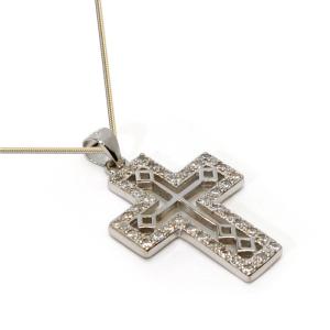 Sterling Silver Cross With White Cubic Zirconia